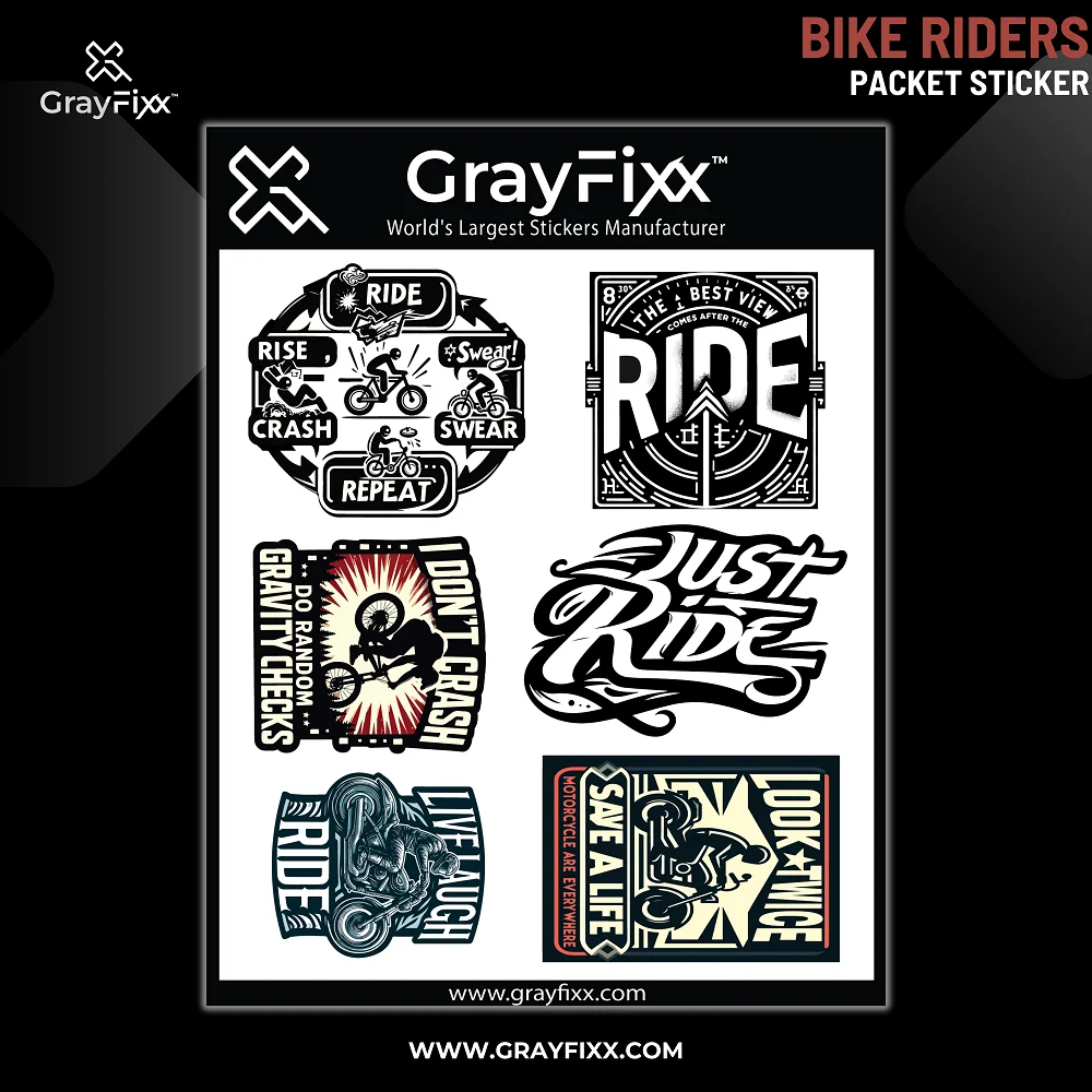 Bike Rider Packet Sticker | Printed In Premium Gloss Vinyl With FPF(Fade Protection Film), Water Proof, Precut Sticker, Pack Of 1, Size 2.0